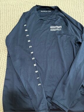 Abercrombie & Fitch Navy Long-Sleeve Logo Performance Tee